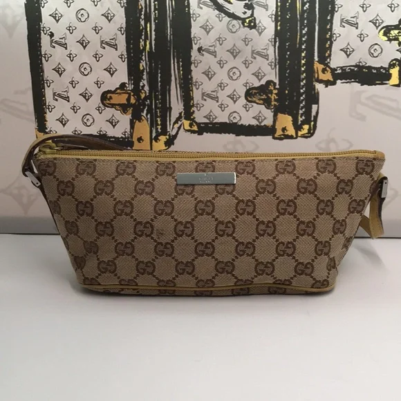 Pre Love Authentic Gucci GG Canvas Accessory Pouch Mini Bag – Beige/Khaki - Picture 3 of 11
